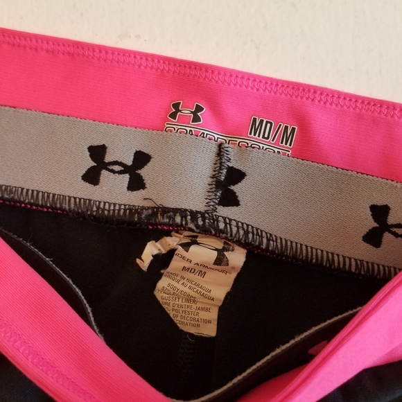 Under Armour Women's Compression Coldgear Leggings Pink Black Size Medium - Picture 11 of 12